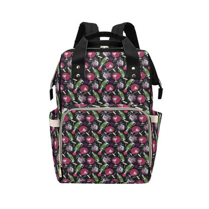Wine Print Design LKS307 Diaper Bag Backpack