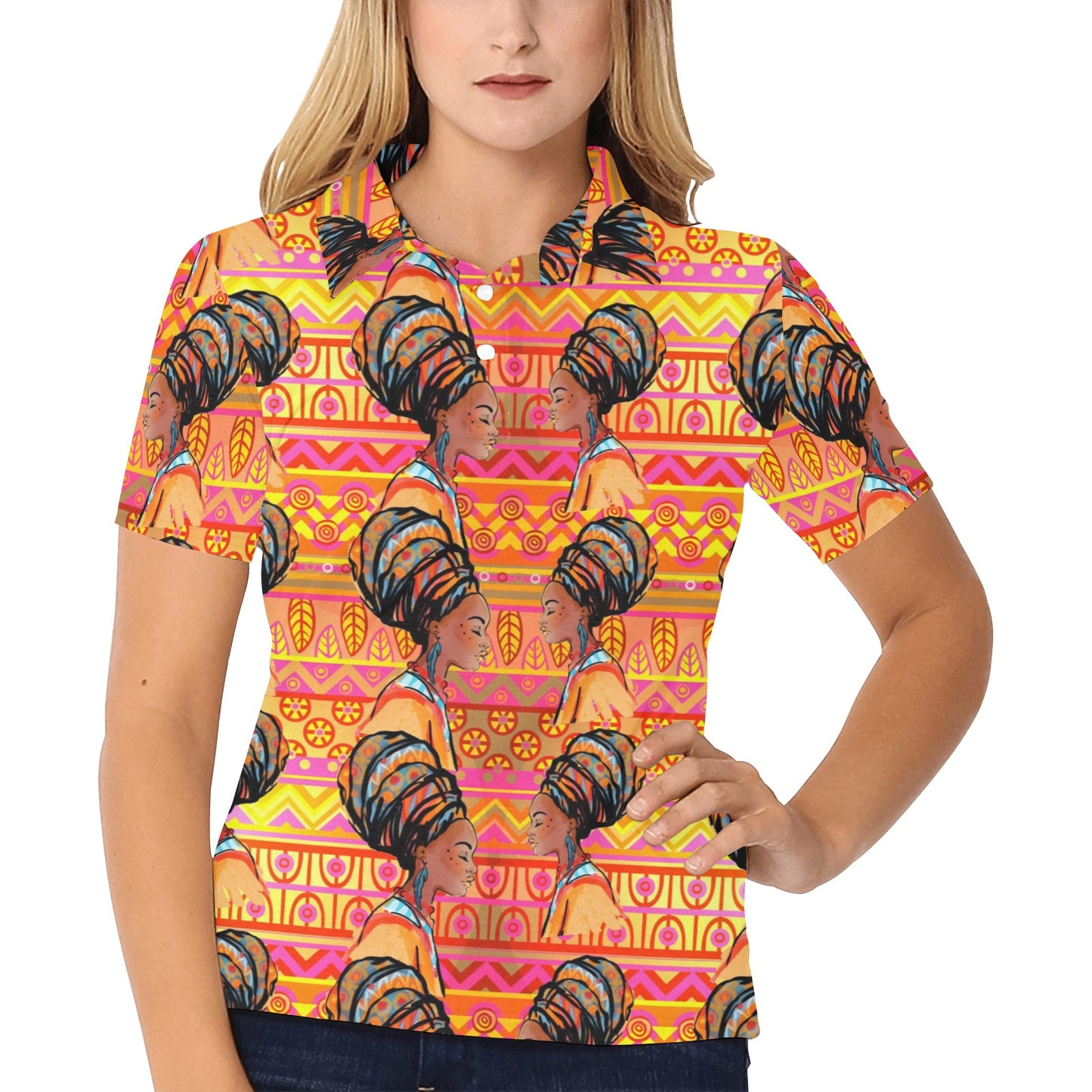 African Girl Aztec Women's Polo Shirt