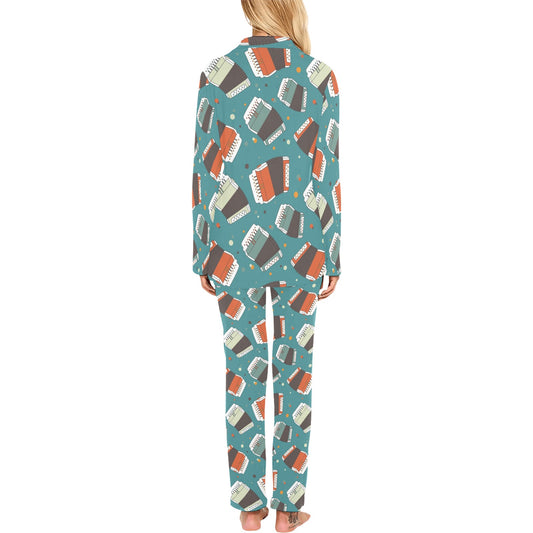 Accordion Pattern Print Design 02 Women's Long Pajama Set