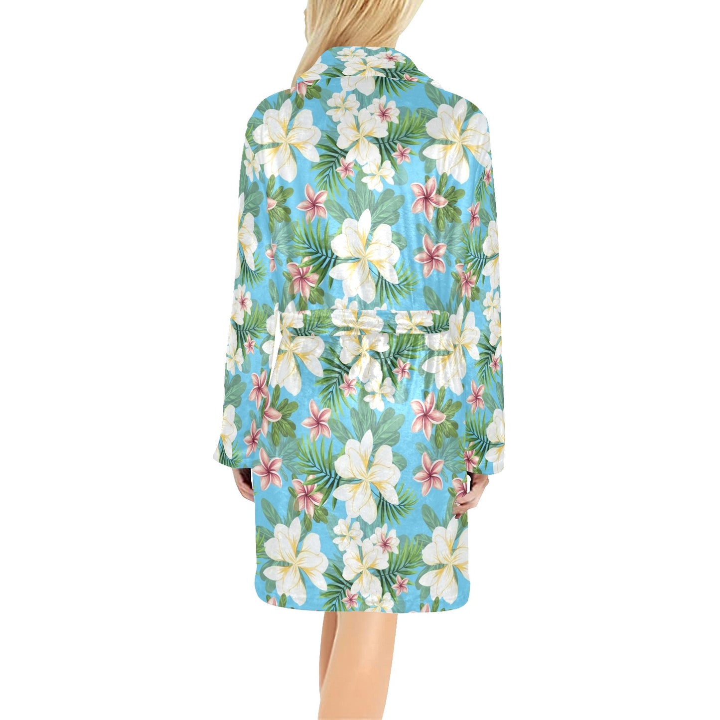 Plumeria Pattern Print Design PM028 Women's Fleece Robe