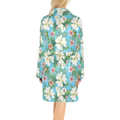 Plumeria Pattern Print Design PM028 Women's Fleece Robe