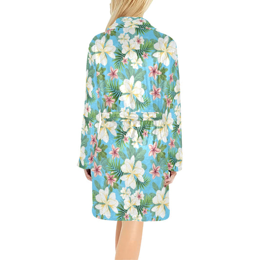 Plumeria Pattern Print Design PM028 Women's Fleece Robe