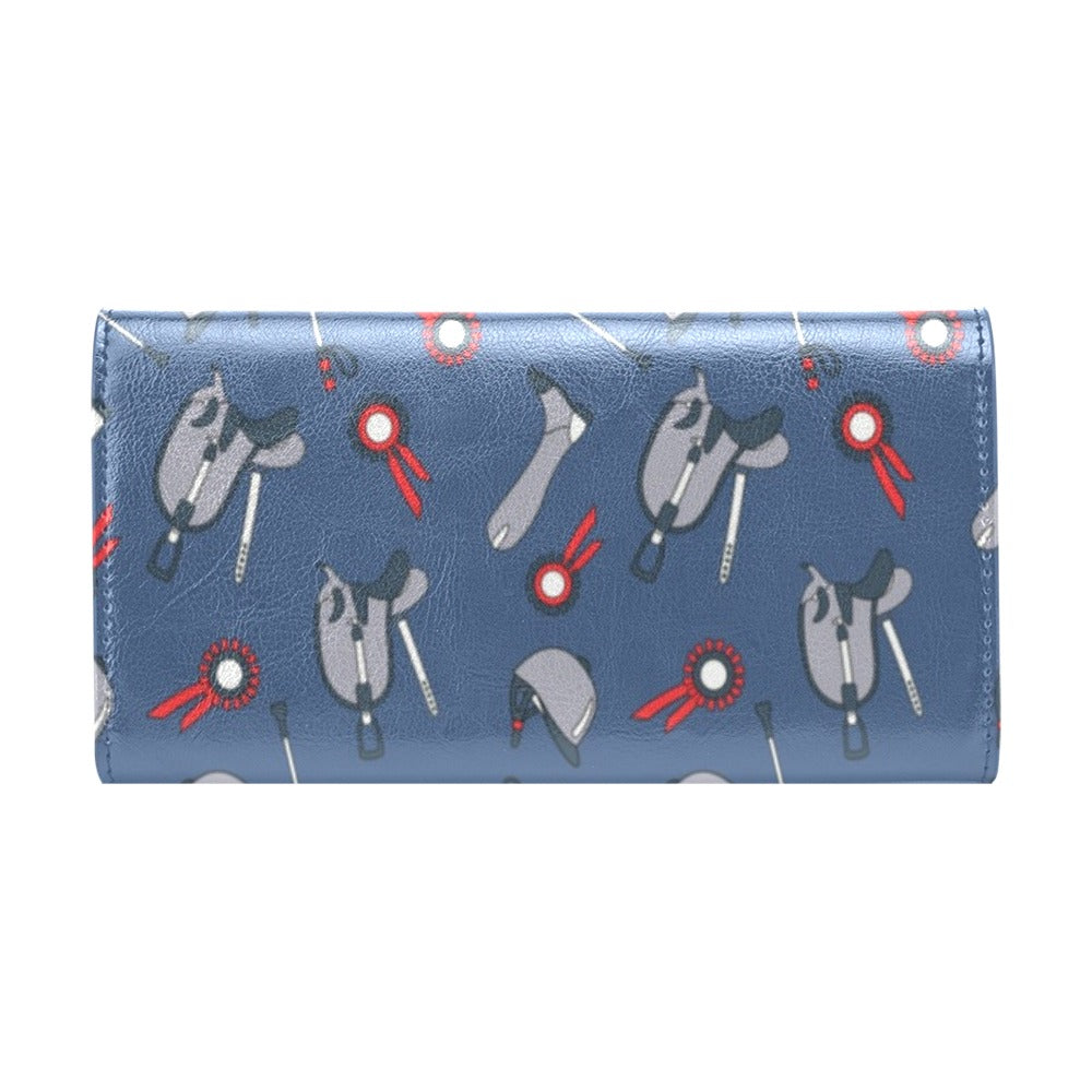 Equestrian Equipment Background Women's Trifold Wallet