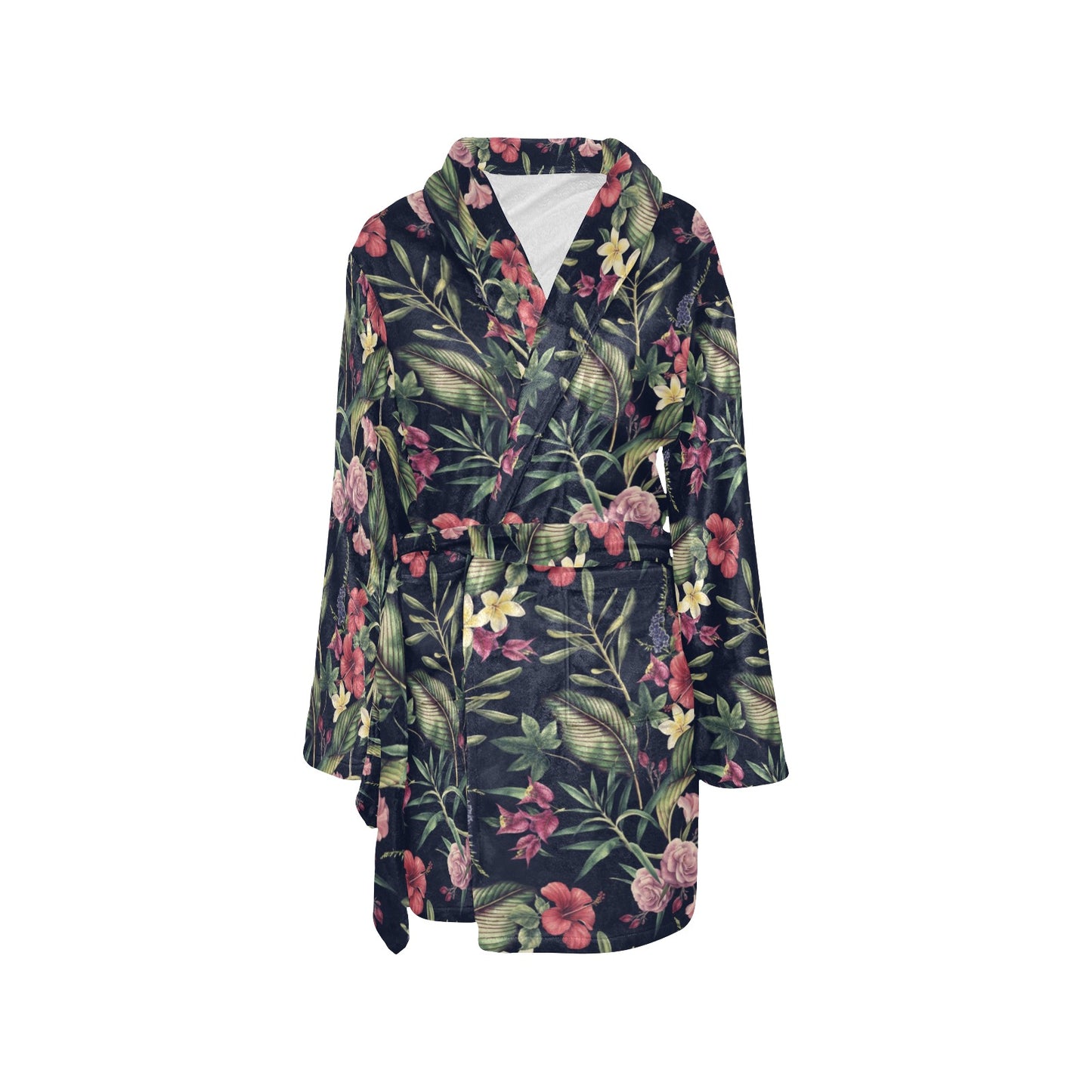 Tropical Flower Pattern Women's Fleece Robe