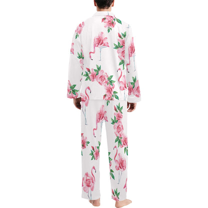 Flamingo Rose Pattern Men's Long Pajama Set