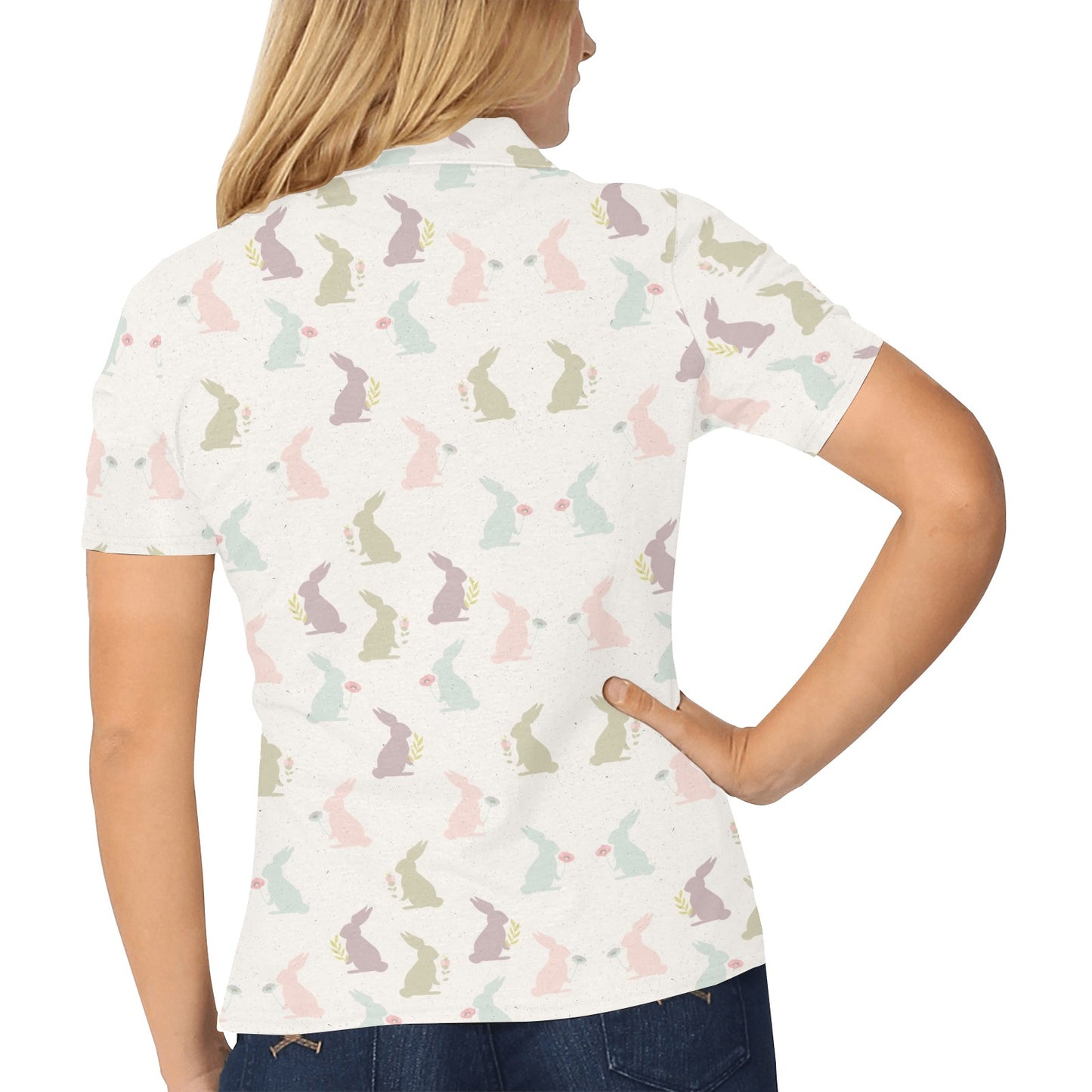 Bunny Pattern Print Design 05 Women's Polo Shirt