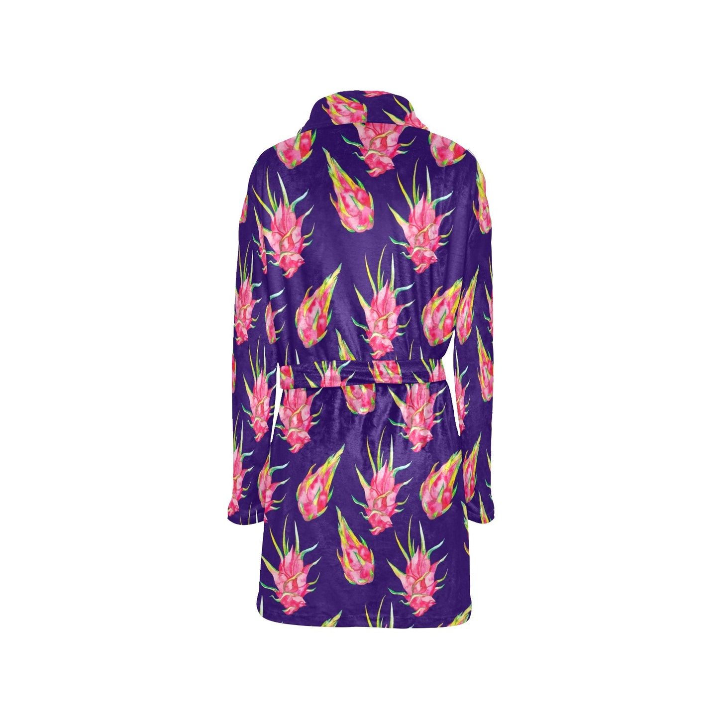 Dragonfruit Pattern Print Design DF02 Women's Fleece Robe