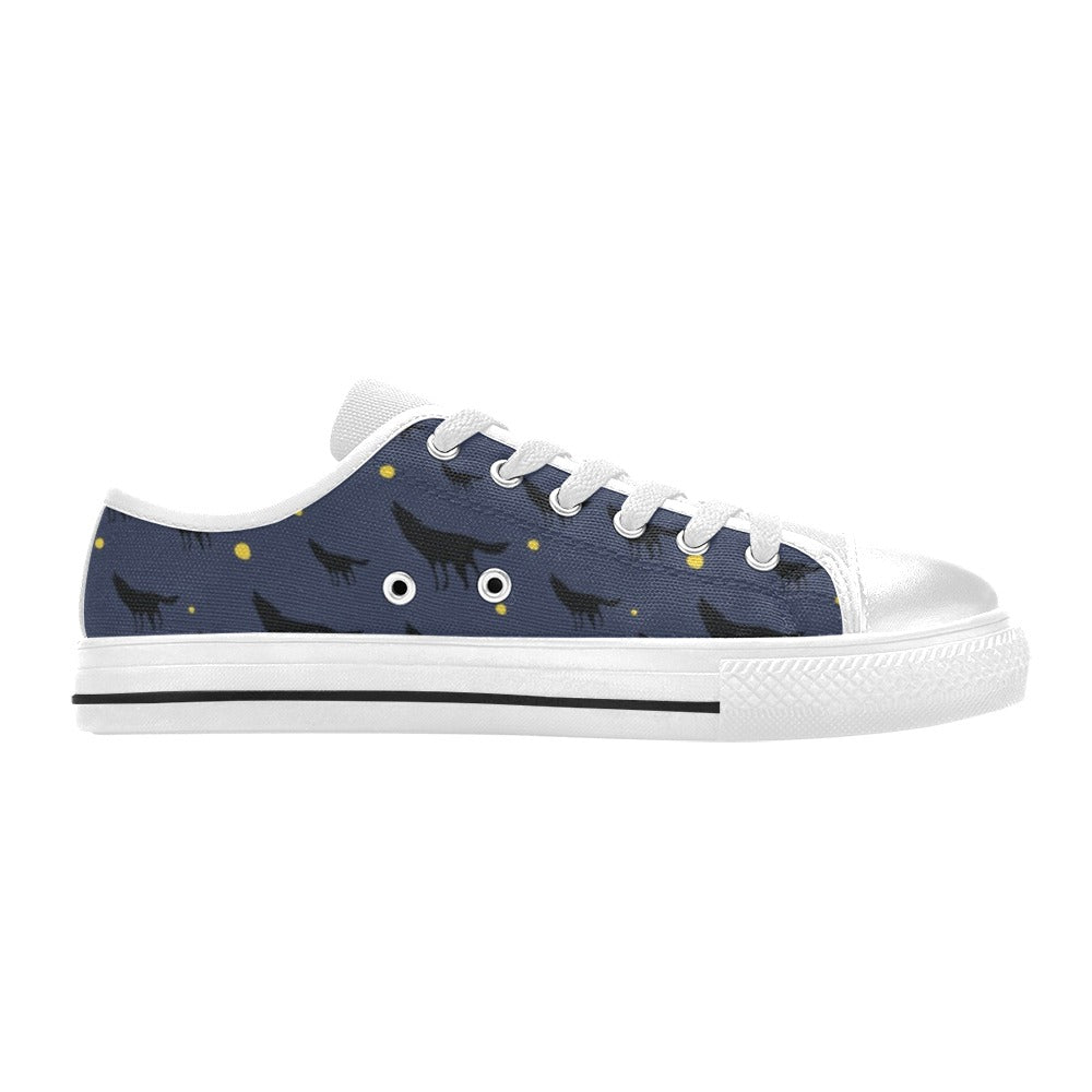 Wolf Print Design LKS301 Women's White Low Top Shoes