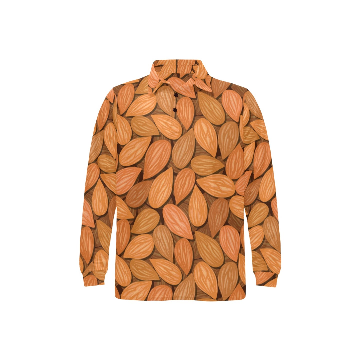 Almond Pattern Print Design 01 Long Sleeve Polo Shirt For Men's
