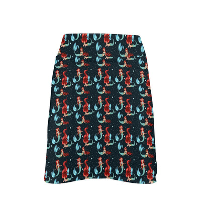 Mermaid Girl Themed Design Print 17" Golf & Pickleball Skort with Pockets