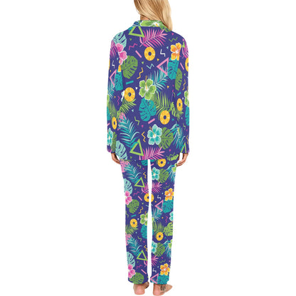 Hawaiian Themed Pattern Print Design H014 Women's Long Pajama Set