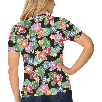 Hawaiian Themed Pattern Print Design H010 Women's Polo Shirt