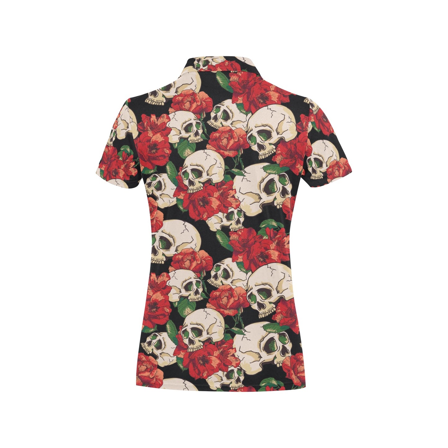 Skull Red Rose Women's Polo Shirt