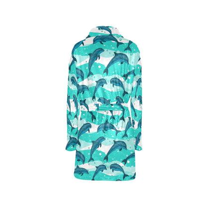 Dolphin Design Print Pattern Women's Fleece Robe