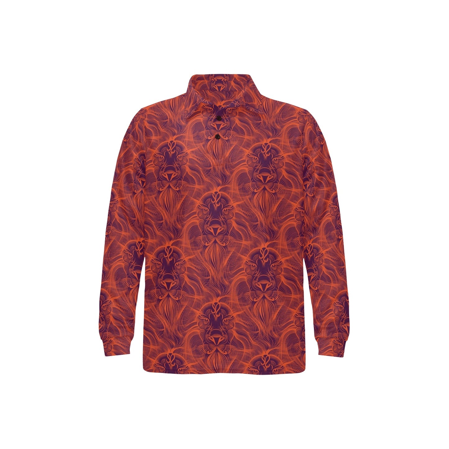 Leo Pattern Print Design 01 Long Sleeve Polo Shirt For Men's