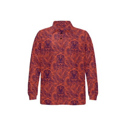 Leo Pattern Print Design 01 Long Sleeve Polo Shirt For Men's