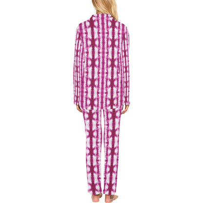 Tie Dye Dark Pink Print Design LKS303 Women's Long Pajama Set
