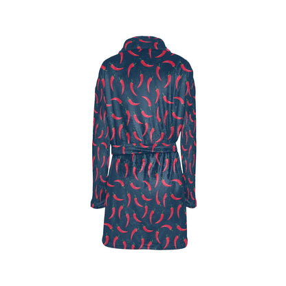 Chilli Pepper Pattern Print Design 03 Women's Fleece Robe