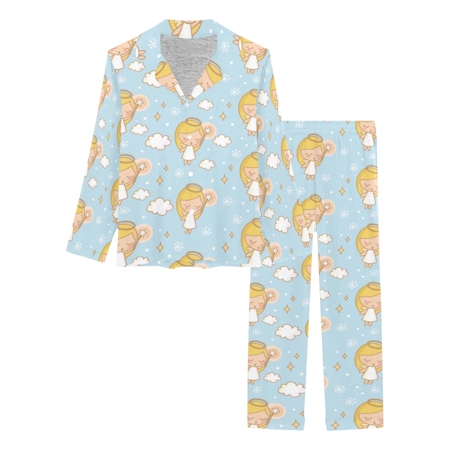 Angel Pattern Print Design 05 Women's Long Pajama Set