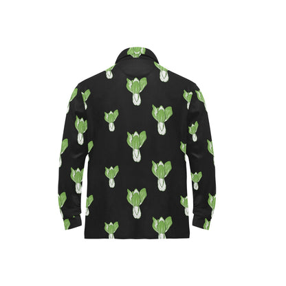 Kale Pattern Print Design 02 Long Sleeve Polo Shirt For Men's