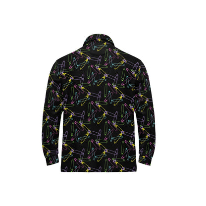 Safety Pin Print Design LKS304 Long Sleeve Polo Shirt For Men's