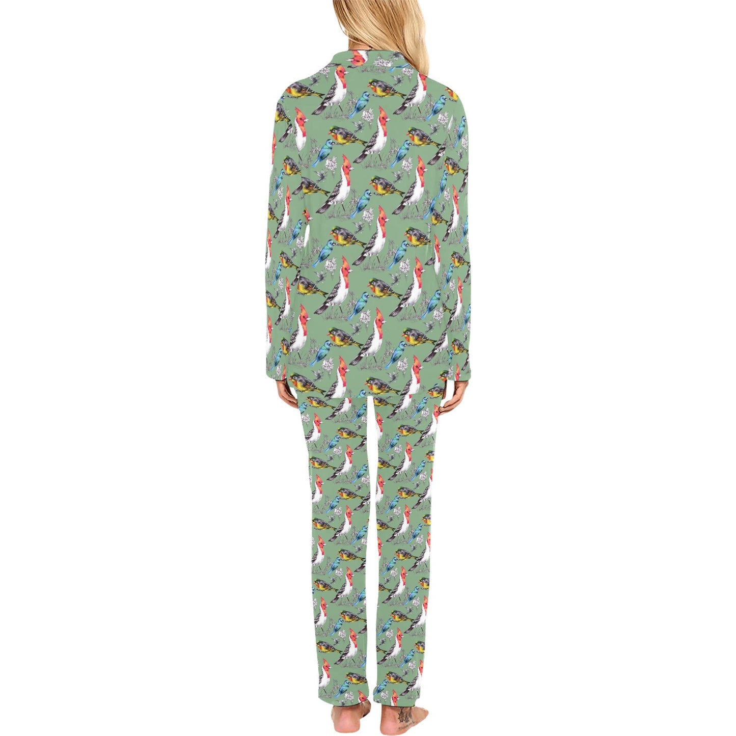 Birds Pattern Print Design 07 Women's Long Pajama Set