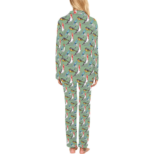 Birds Pattern Print Design 07 Women's Long Pajama Set