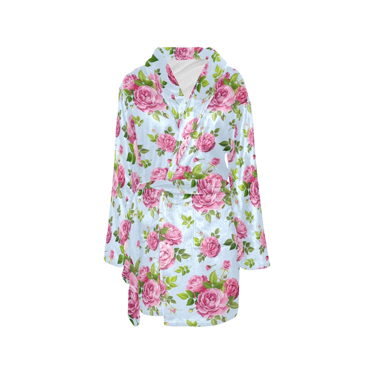 Rose Pink Pattern Print Design RO08 Women's Fleece Robe