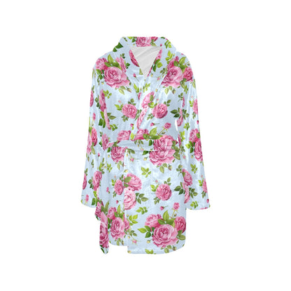 Rose Pink Pattern Print Design RO08 Women's Fleece Robe