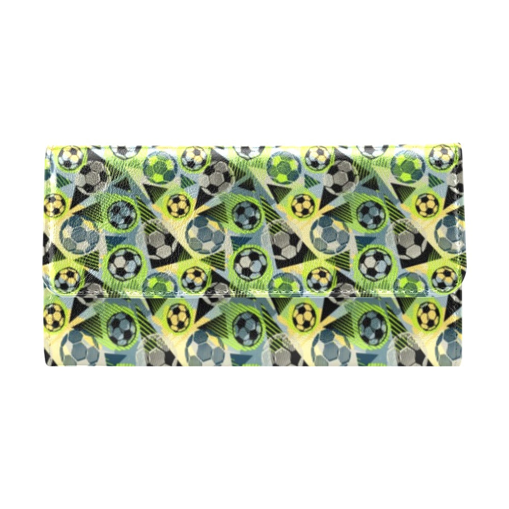 Soccer Ball Themed Print Pattern Women's Trifold Wallet