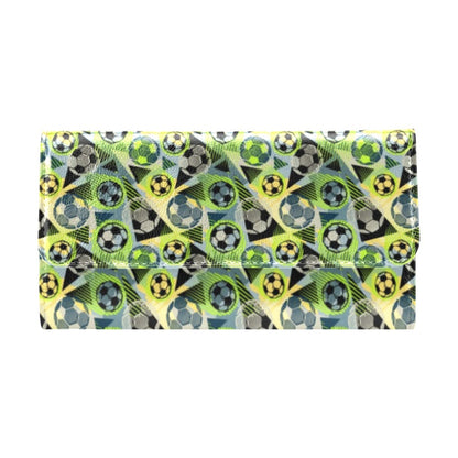 Soccer Ball Themed Print Pattern Women's Trifold Wallet