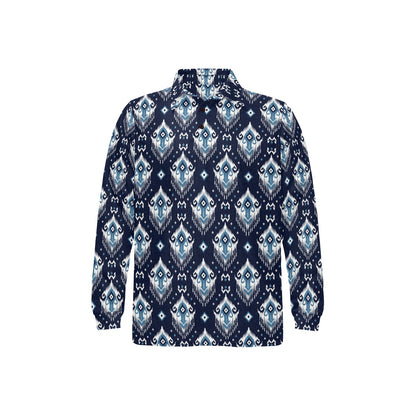 Ethnic Ornament Print Pattern Long Sleeve Polo Shirt For Men's