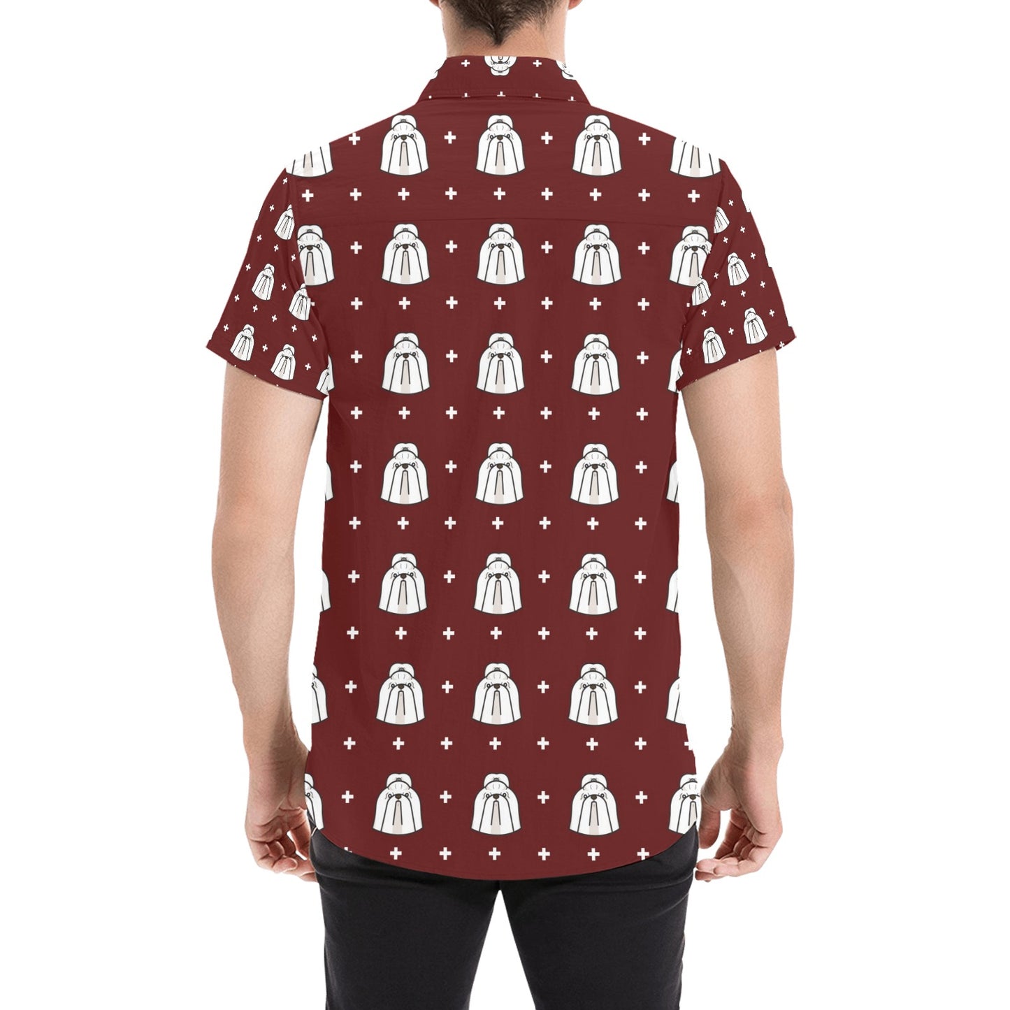 Shih Tzu Print Design LKS301 Men Short Sleeve Button Up Shirt