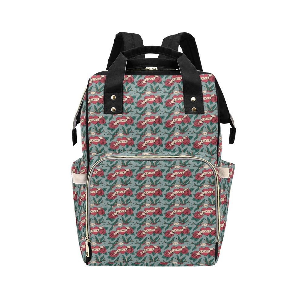 Tattoo Heart Print Design LKS301 Diaper Bag Backpack
