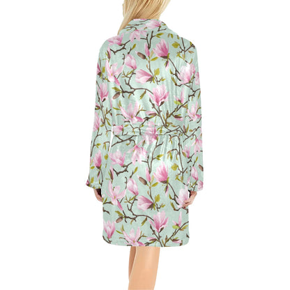 Magnolia Pattern Print Design MAG04 Women's Fleece Robe