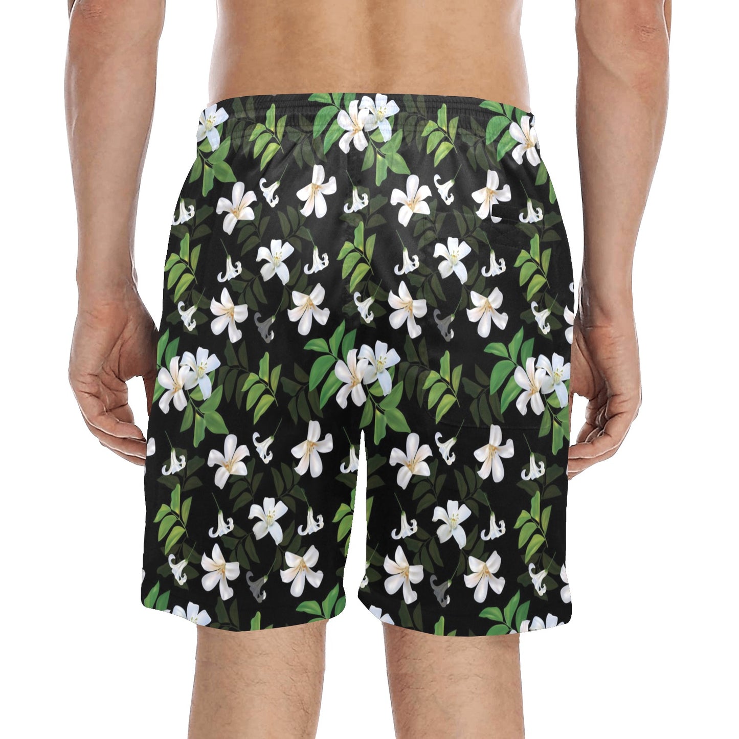 Sampaguita Print Design LKS301 Men's Swim Trunks Beach Shorts