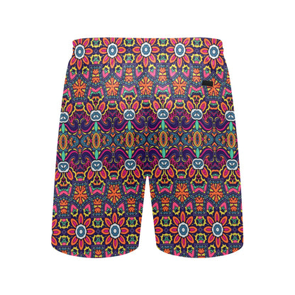 Ethnic Flower Style Print Pattern Men's Swim Trunks Beach Shorts