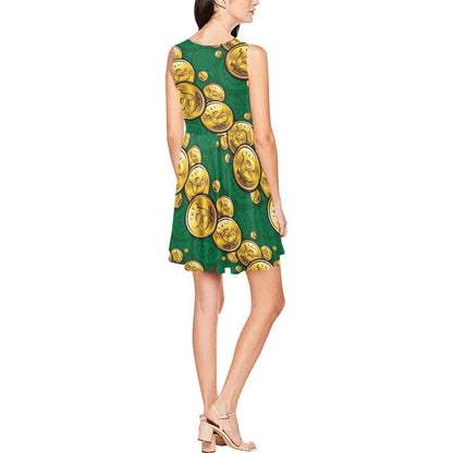Bitcoin Pattern Print Design DO02 Sleeveless Dress