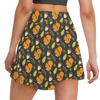 Squirrel Print Design LKS301 17" Golf & Pickleball Skort with Pockets
