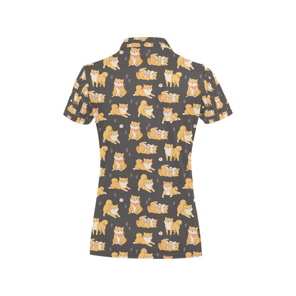 Shiba Inu Print Design LKS309 Women's Polo Shirt