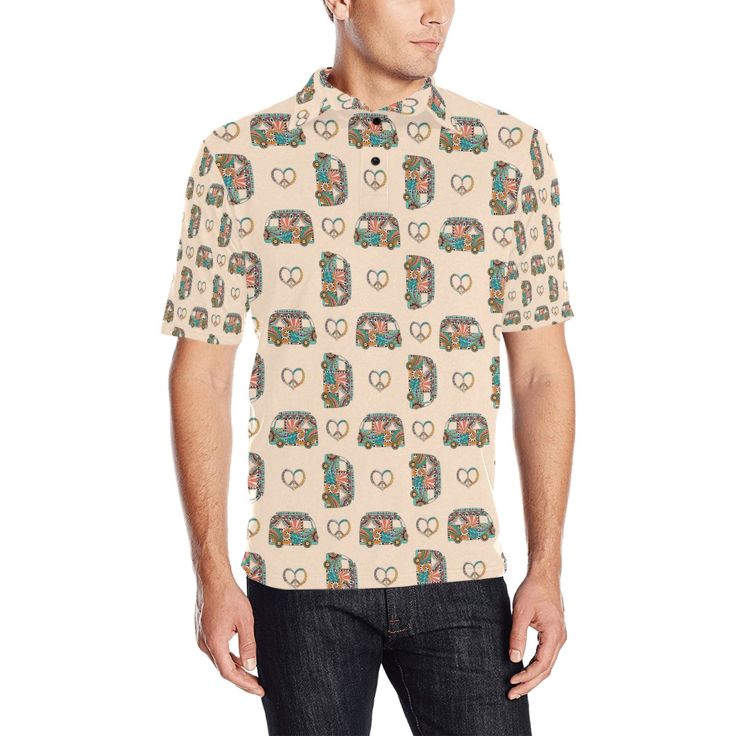 Hippie Van Peace Print Design LKS303 Men Polo Shirt