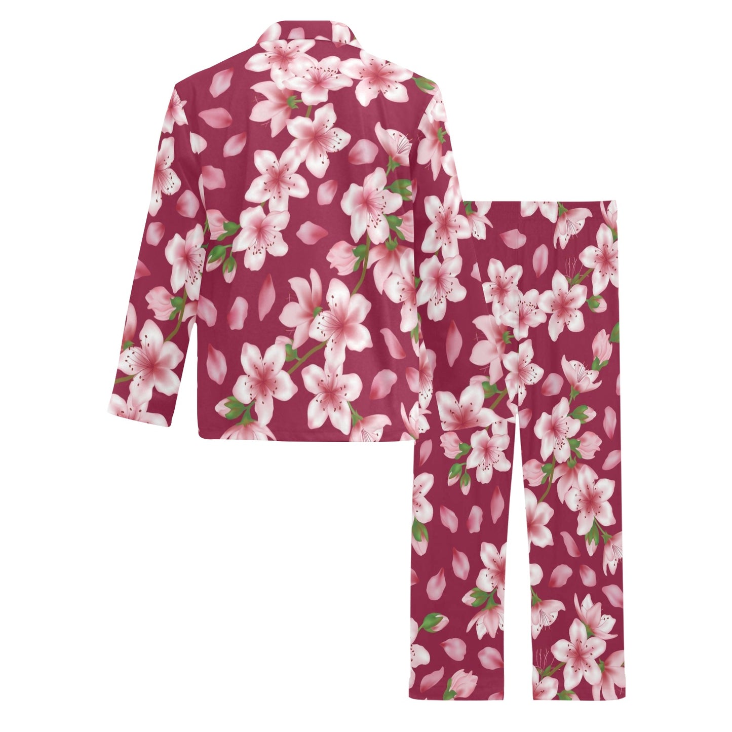 Cherry Blossom Pattern Print Design CB06 Men's Long Pajama Set