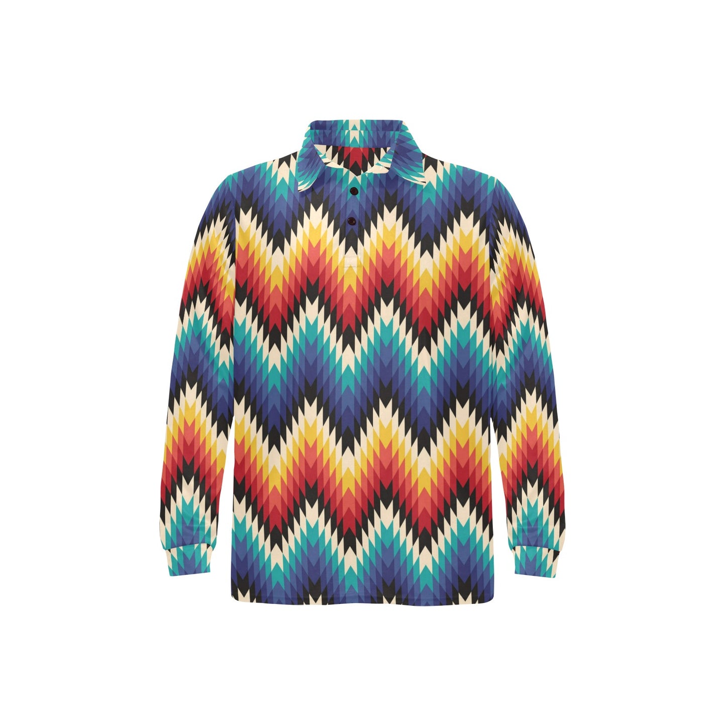 Tribal Aztec Long Sleeve Polo Shirt For Men's