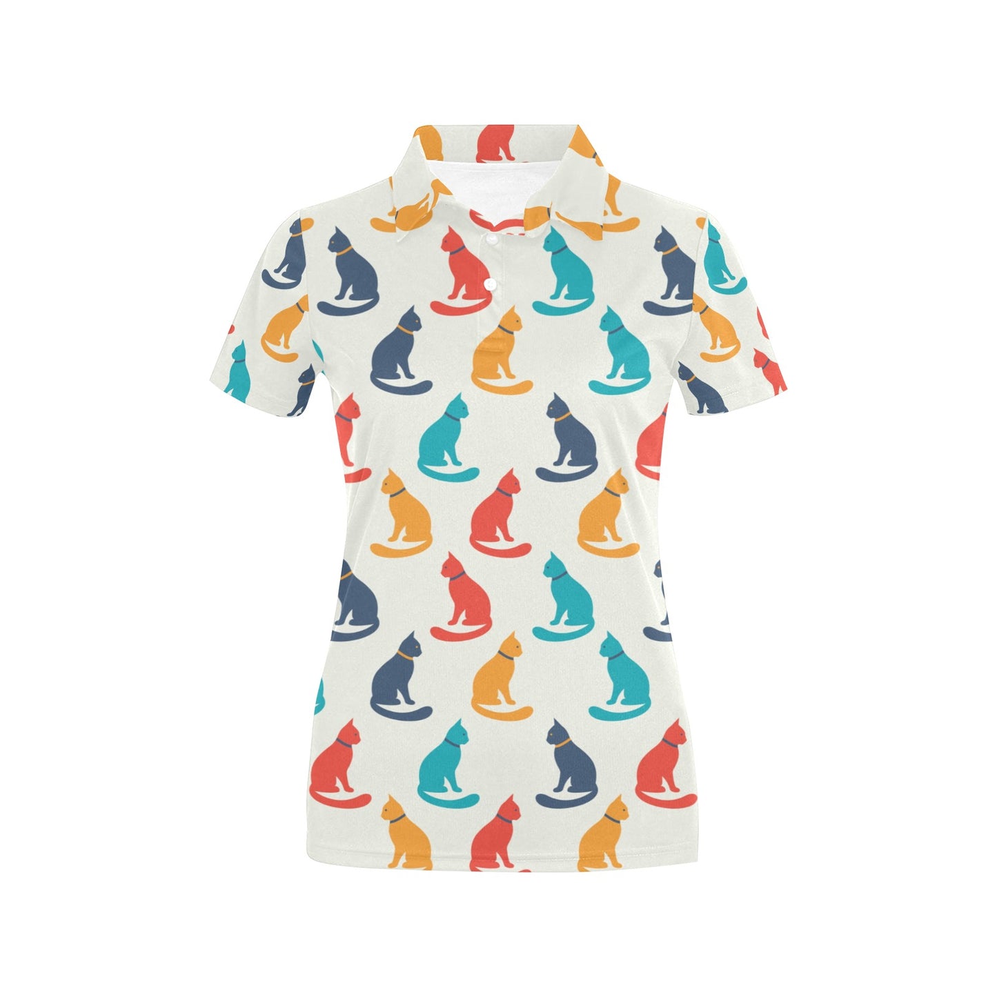 Cat Pattern Print Design 03 Women's Polo Shirt