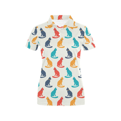 Cat Pattern Print Design 03 Women's Polo Shirt