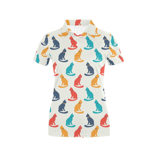 Cat Pattern Print Design 03 Women's Polo Shirt