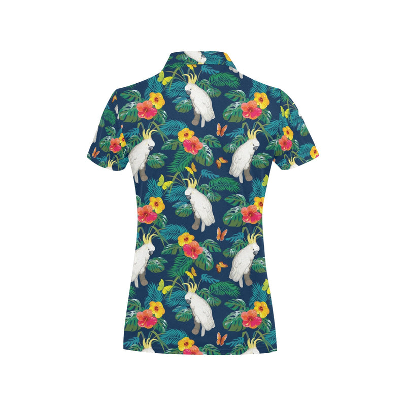 Cockatoo Tropical Pattern Print Design 02 Women's Polo Shirt