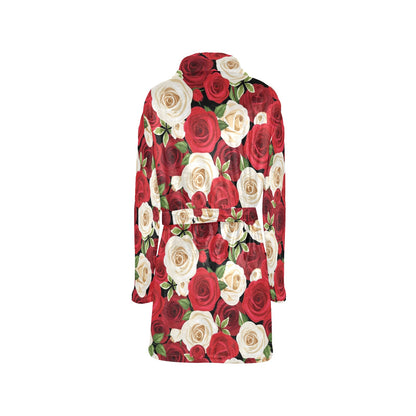 Rose Pattern Print Design RO06 Women's Fleece Robe