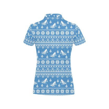 Ski Knit Pattern Print Design LKS302 Women's Polo Shirt