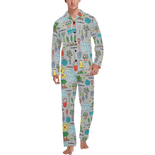 Gardening Pattern Print Design G07 Men's Long Pajama Set